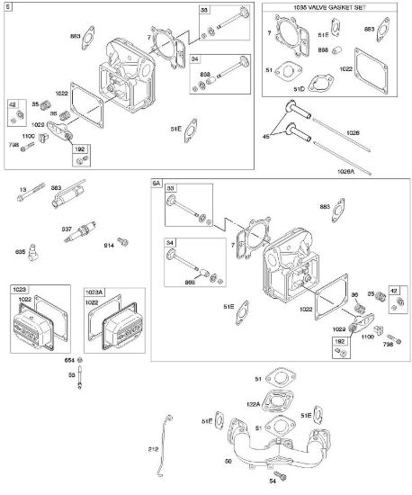 F - Testata del cilindro, set guarnizioni valvola, collettore di aspirazione, valvole B&S - 44 €¦ 441677-0141-B1 brand Stihl